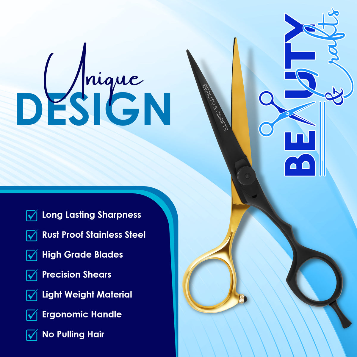EliteTrim 5.5" Beard Scissors – Gold & Black