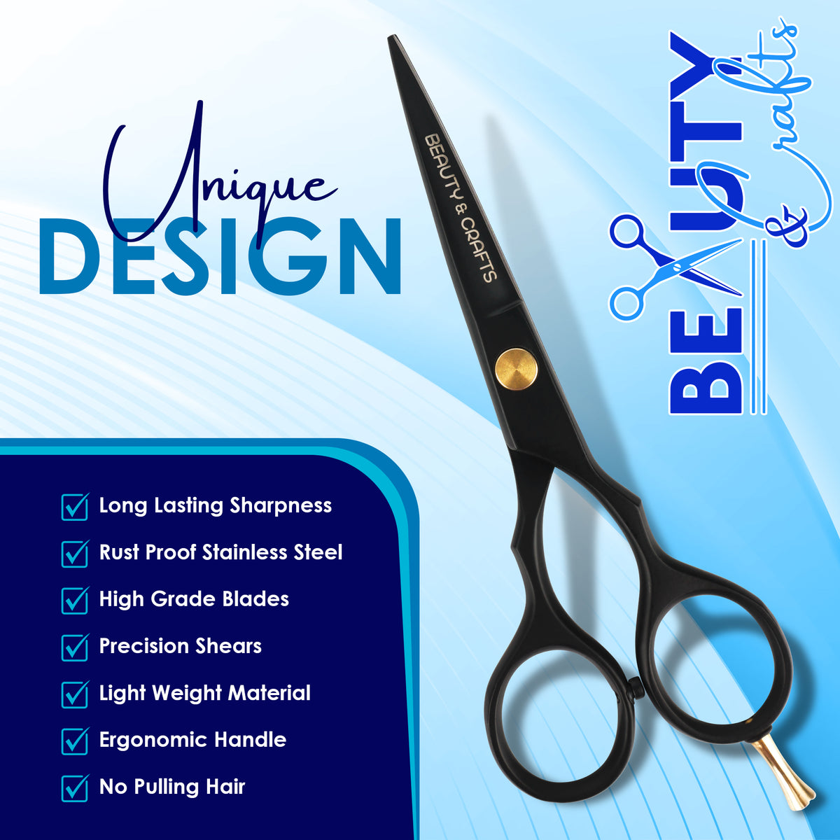 EliteTrim 5.5" Beard & Mustache Scissors Set – Black