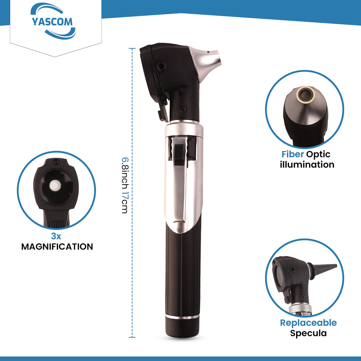ProScope Pocket Otoscope – LED, 10x Specula (Black)