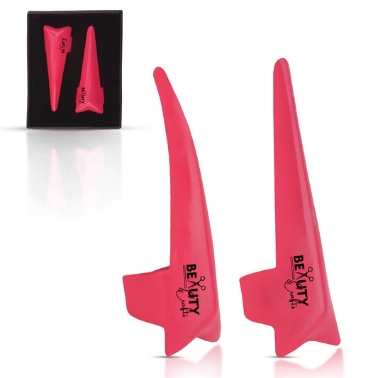 2PC Pro Hair Parting & Sectioning Rings (Straight & Curve)-Stainless Steel Finger Tool- (Pink)