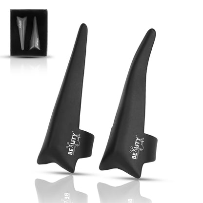 2PC Pro Hair Parting & Sectioning Rings (Straight & Curve)-Stainless Steel Finger Tool (Black)