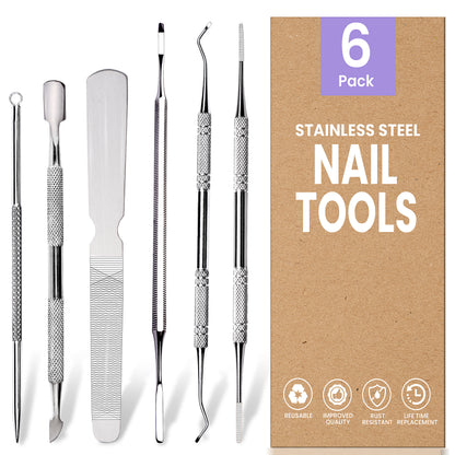 6Pcs Professional Ingrown Toenail Tools Stainless Steel- Silver