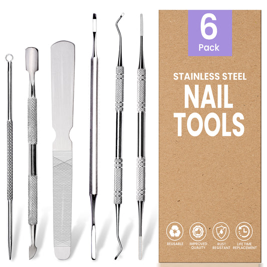 6Pcs Professional Ingrown Toenail Tools Stainless Steel- Silver