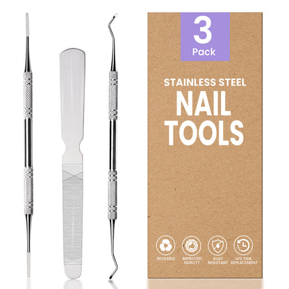 3Pcs Professional Ingrown Toenail Tools Stainless Steel- Silver