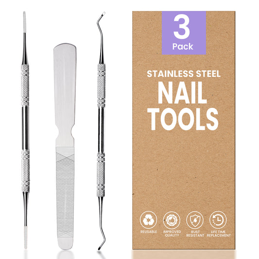 3Pcs Professional Ingrown Toenail Tools Stainless Steel- Silver