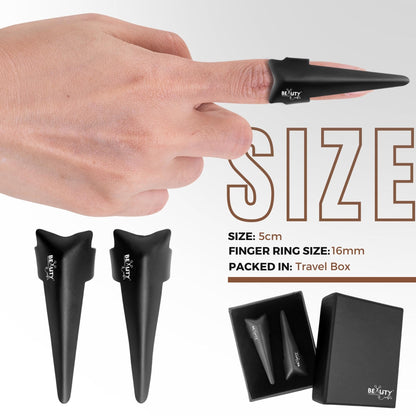 2PC Pro Hair Parting & Sectioning Rings (Straight & Curve)-Stainless Steel Finger Tool (Black)