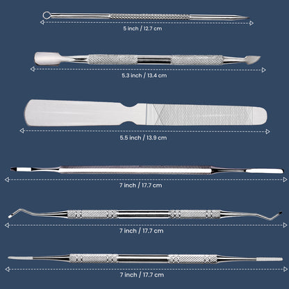 6Pcs Professional Ingrown Toenail Tools Stainless Steel- Silver