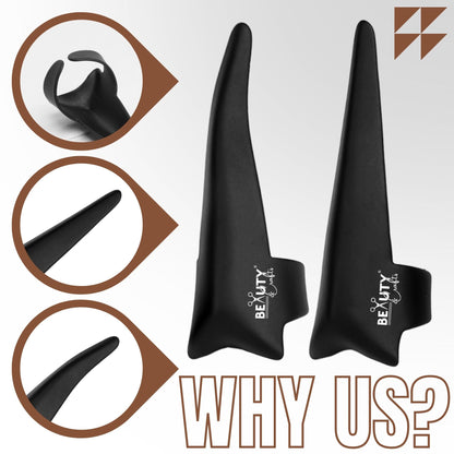 2PC Pro Hair Parting & Sectioning Rings (Straight & Curve)-Stainless Steel Finger Tool (Black)