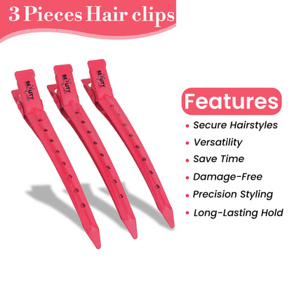 Tape in Hair Extensions Kit With Sealing Clamp Plier, 2 Hair Parting Rings and 3 Hair Clips - Stainless Steel (Pink)