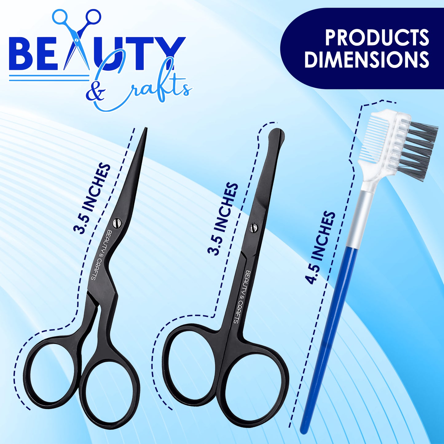 3 in 1 Nose Scissor and Eyebrow Scissor with Comb & Brush for Men & Women (Black)