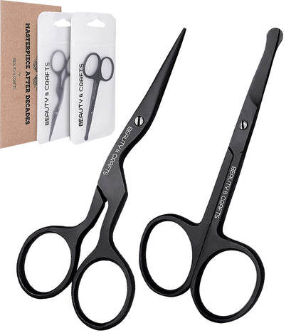 3 in 1 Nose Scissor and Eyebrow Scissor with Comb & Brush for Men & Women (Black)